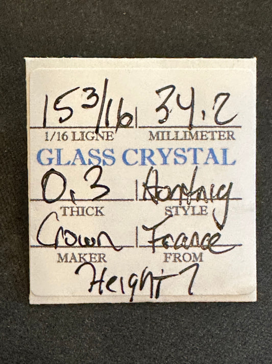 Crown Vintage Glass Hunting Case Watch Crystal 15-3/16 (~34.2mm) - NOS