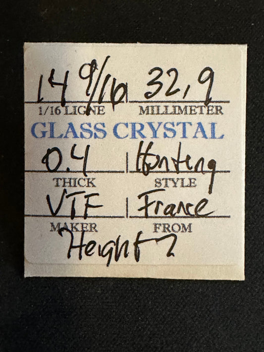 VTF Vintage Glass Hunting Case Watch Crystal 14-9/16 (~32.9mm) - NOS