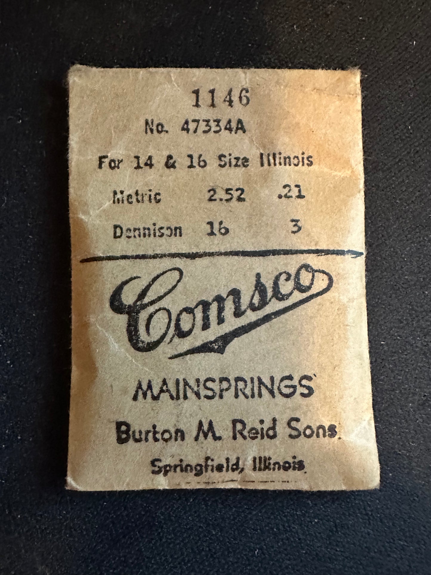 Comsco Mainspring #1146 for Illinois 14s & 16s No. 47334A - Steel