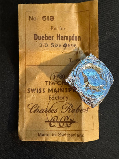 CR Mainspring #618 for Hampden 3/0s Factory No. 9696 - Steel