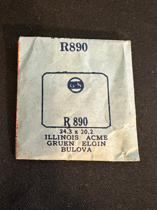 GS Flexo Flat Crystal R890 for ILLINOIS, ACME, GRUEN, ELGIN, BULOVA - 24.3 x 20.2 mm - New