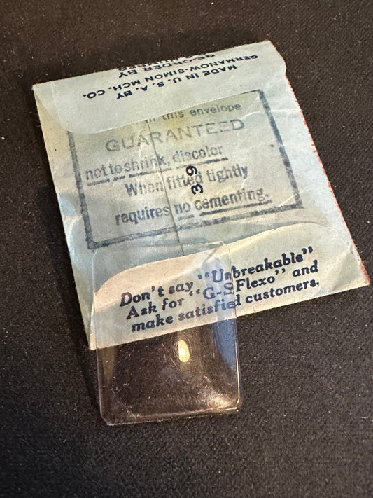 GS Flexo Flat Crystal R890 for ILLINOIS, ACME, GRUEN, ELGIN, BULOVA - 24.3 x 20.2 mm - New