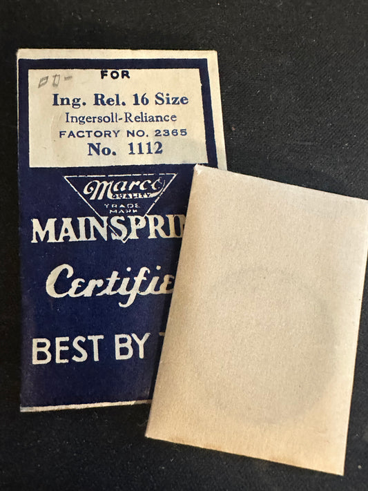 Marco Mainspring #1112 for 16s Ingersoll-Trenton Reliance Factory No 2365 - Steel