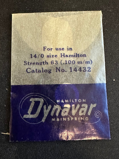Hamilton Dynavar 14/0s Factory Mainspring No. 14432 - Alloy