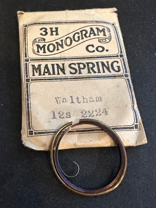 3H Monogram Mainspring for 12s Waltham No. 2224 - Steel