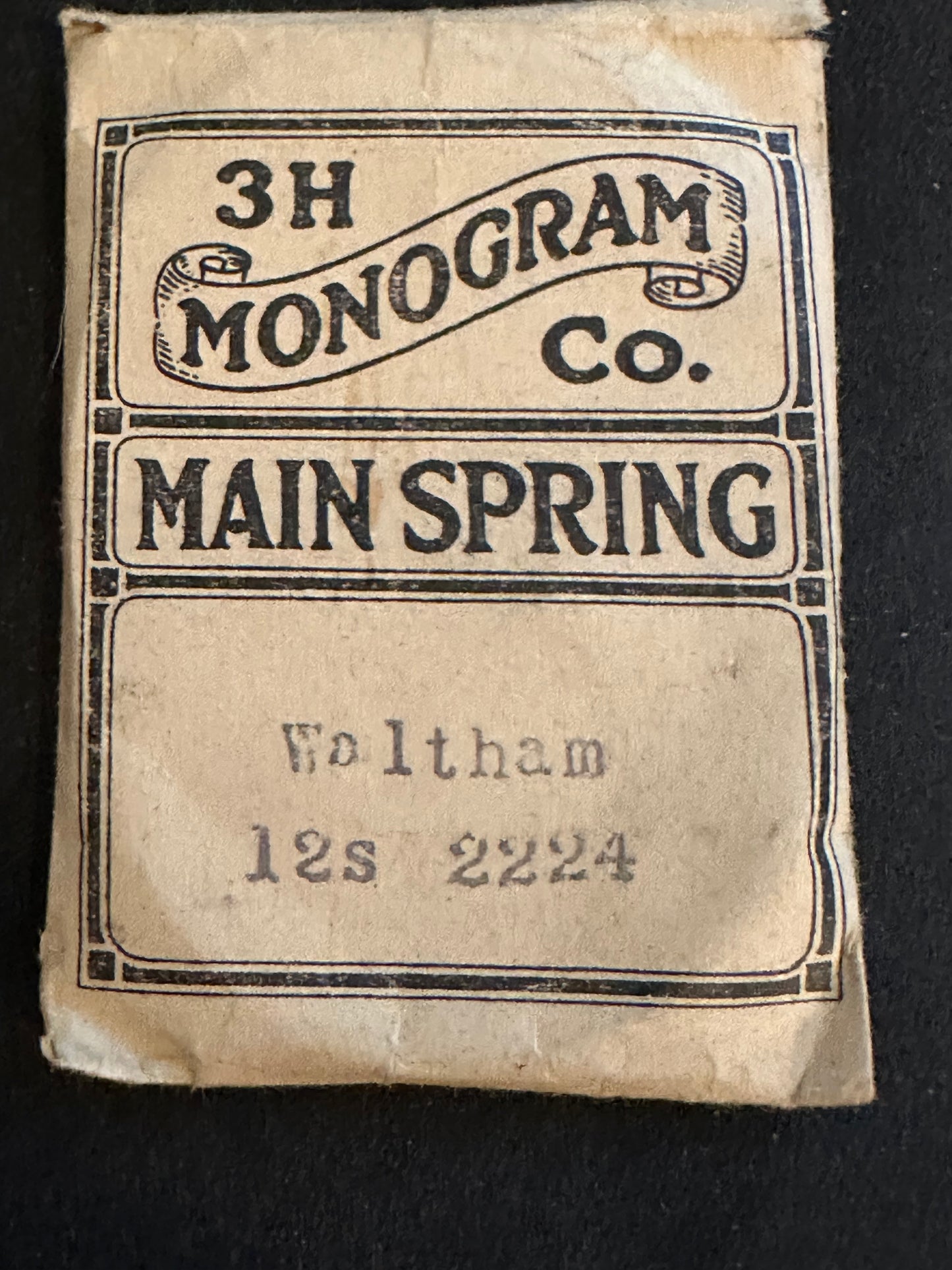 3H Monogram Mainspring for 12s Waltham No. 2224 - Steel