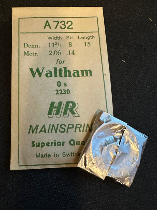HR Mainspring A732 for Waltham 0s Factory No. 2230 - Steel