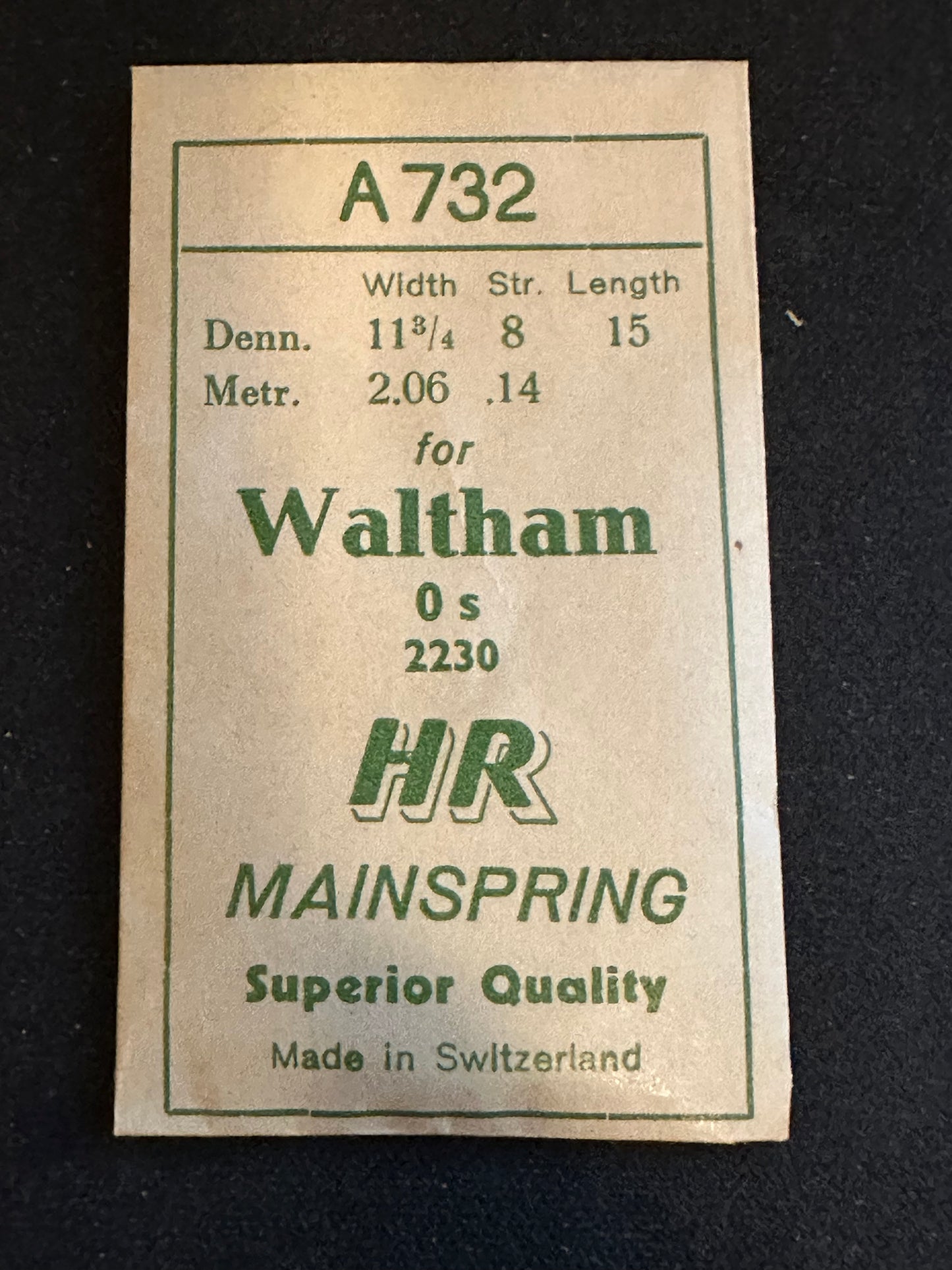 HR Mainspring A732 for Waltham 0s Factory No. 2230 - Steel