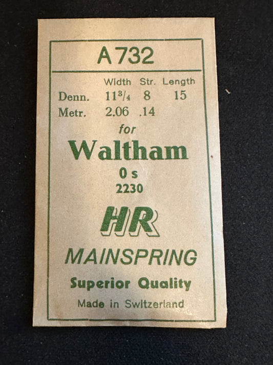 HR Mainspring A732 for Waltham 0s Factory No. 2230 - Steel