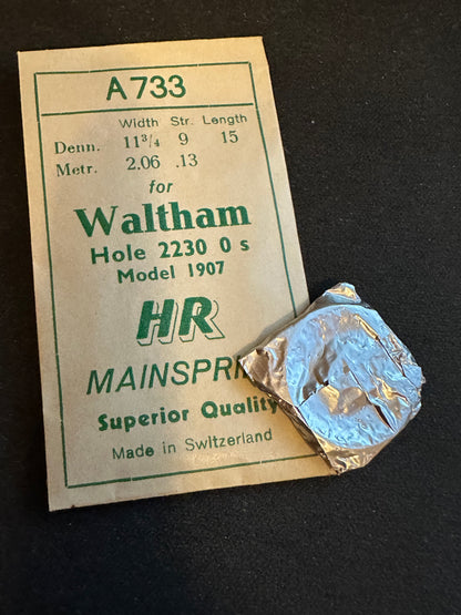HR Mainspring A733 for Waltham 0s Factory No. 2230 - Steel