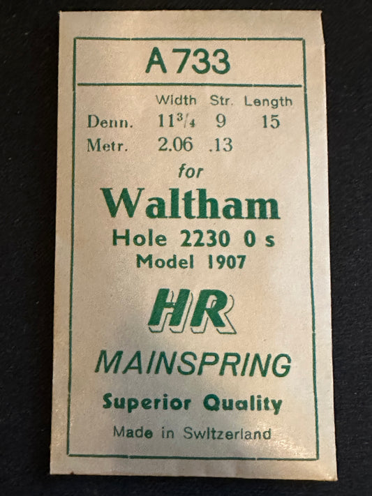 HR Mainspring A733 for Waltham 0s Factory No. 2230 - Steel