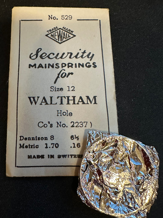 Newall Security Mainspring #529 for Waltham 12s Colonial No. 2237 - Steel