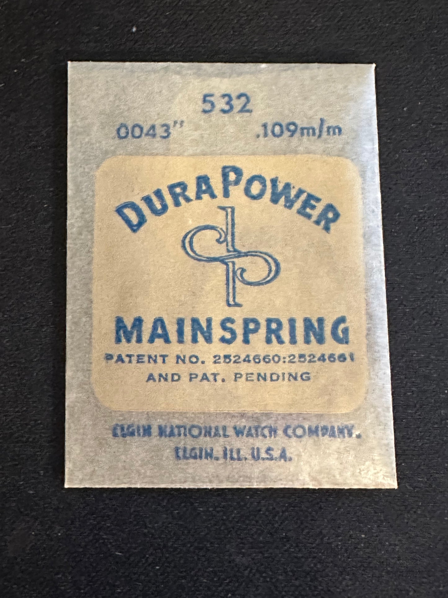Elgin Factory DuraPower Mainspring for 8/0s No. 6002 - Alloy