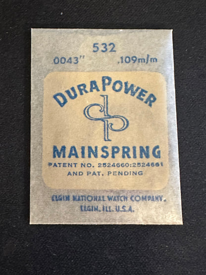 Elgin Factory DuraPower Mainspring for 8/0s No. 6002 - Alloy