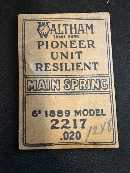 Waltham Factory Mainspring for 6s 1889 Model No. 2217 - Steel