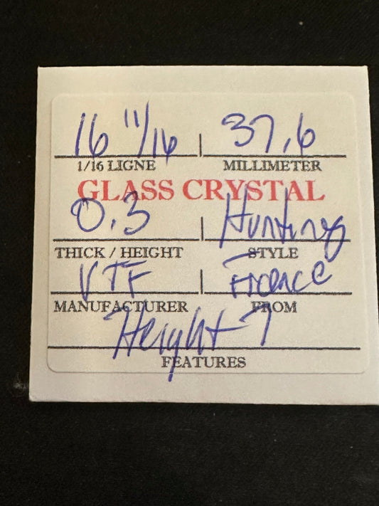 VTF Vintage Glass Hunting Case Watch Crystal 16-11/16 (~37.6mm) - NOS