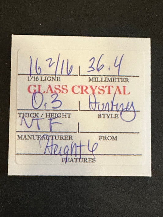 VTF Vintage Glass Hunting Case Watch Crystal 16-2/16 (~36.4mm) - NOS