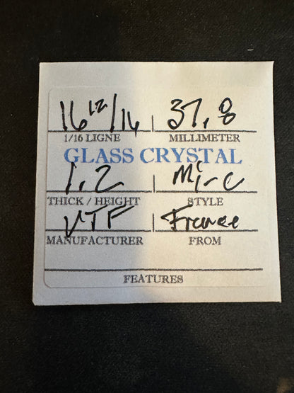 VTF Vintage Glass Pocket Watch Crystal 16-12/16 (~37.8mm) - NOS