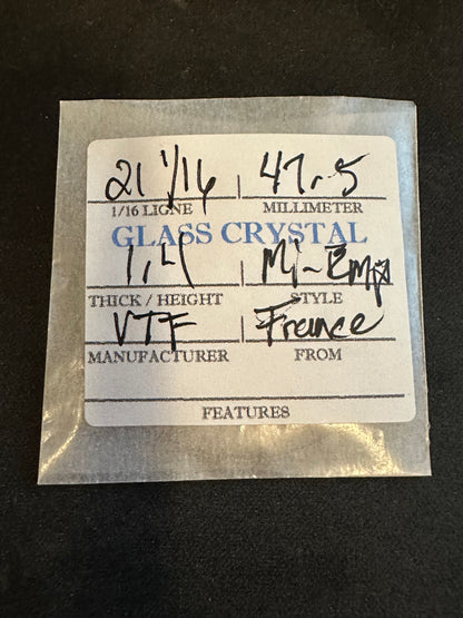 VTF Vintage Glass Pocket Watch Crystal 21-1/16 (~47.5mm) - NOS