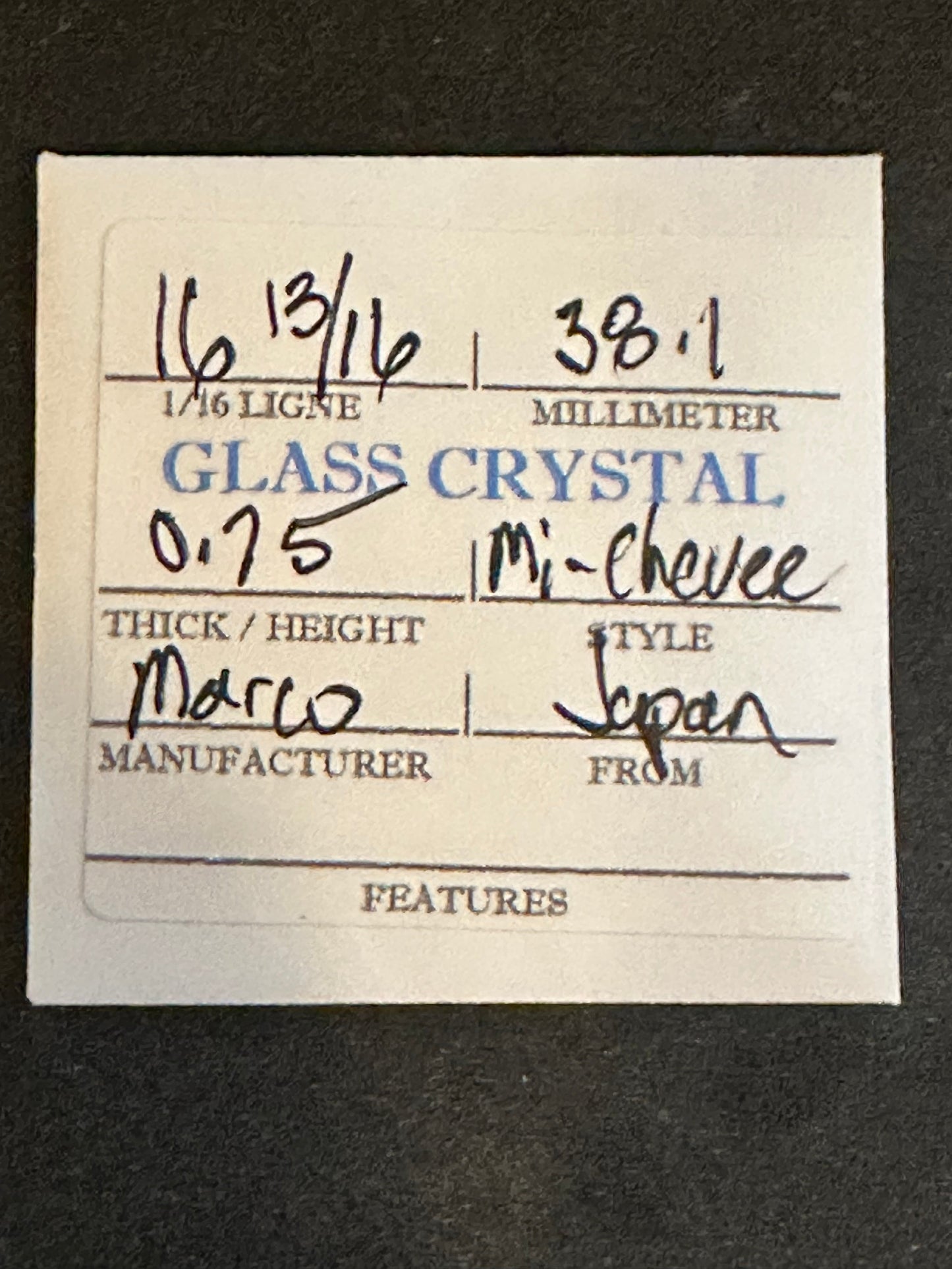 Marco Mi-Chevee Vintage Glass Pocket Watch Crystal 16-13/16 (38.1mm) - NOS