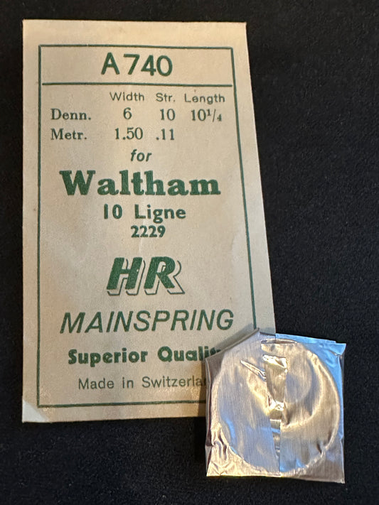 HR Mainspring A740 for 10 ligne Waltham No. 2229 - Steel