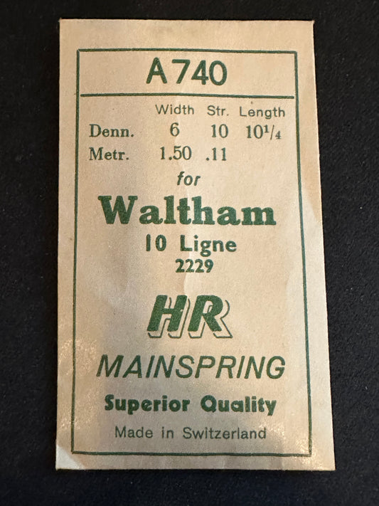 HR Mainspring A740 for 10 ligne Waltham No. 2229 - Steel