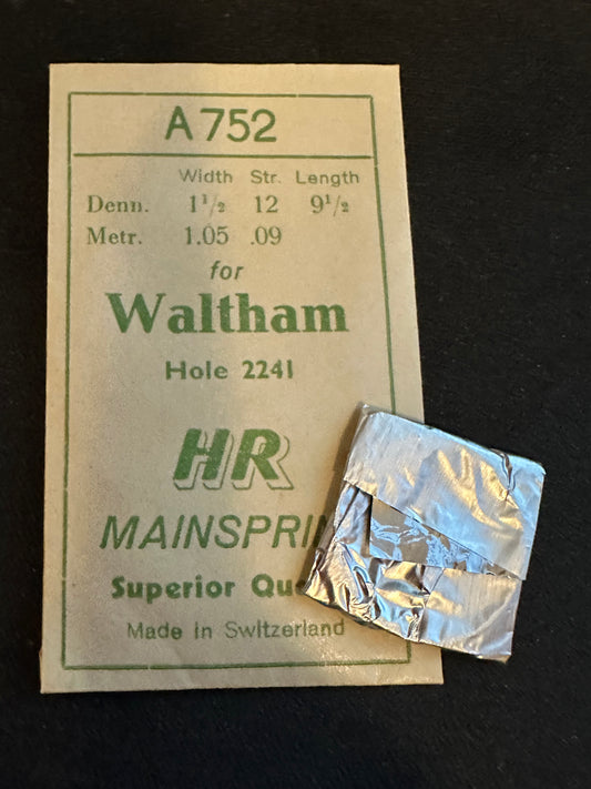 HR Mainspring A752 for Waltham 4½ ligne movements Factory No. 2241 - Steel