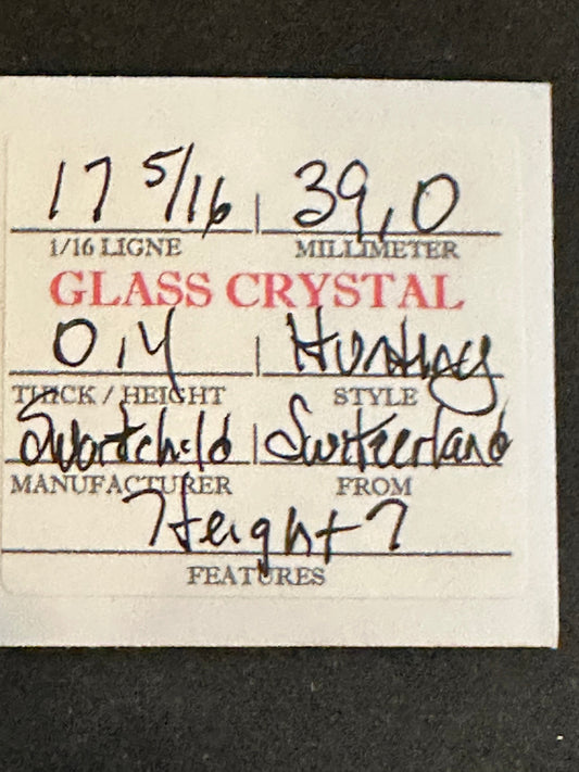 Swartchild Vintage Glass Hunting Case Watch Crystal 17-5/16 (~39.0mm) - NOS