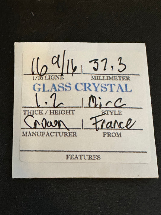 Crown Vintage Glass Pocket Watch Crystal 16-9/16 (~37.3mm) - NOS