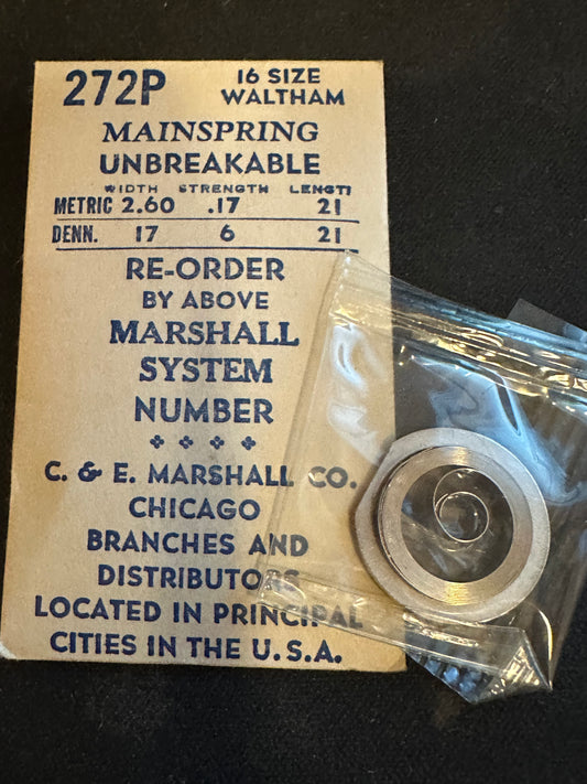Marco Mainspring #272P for Waltham 16s "A" Model 1945 No. 2247 - Alloy