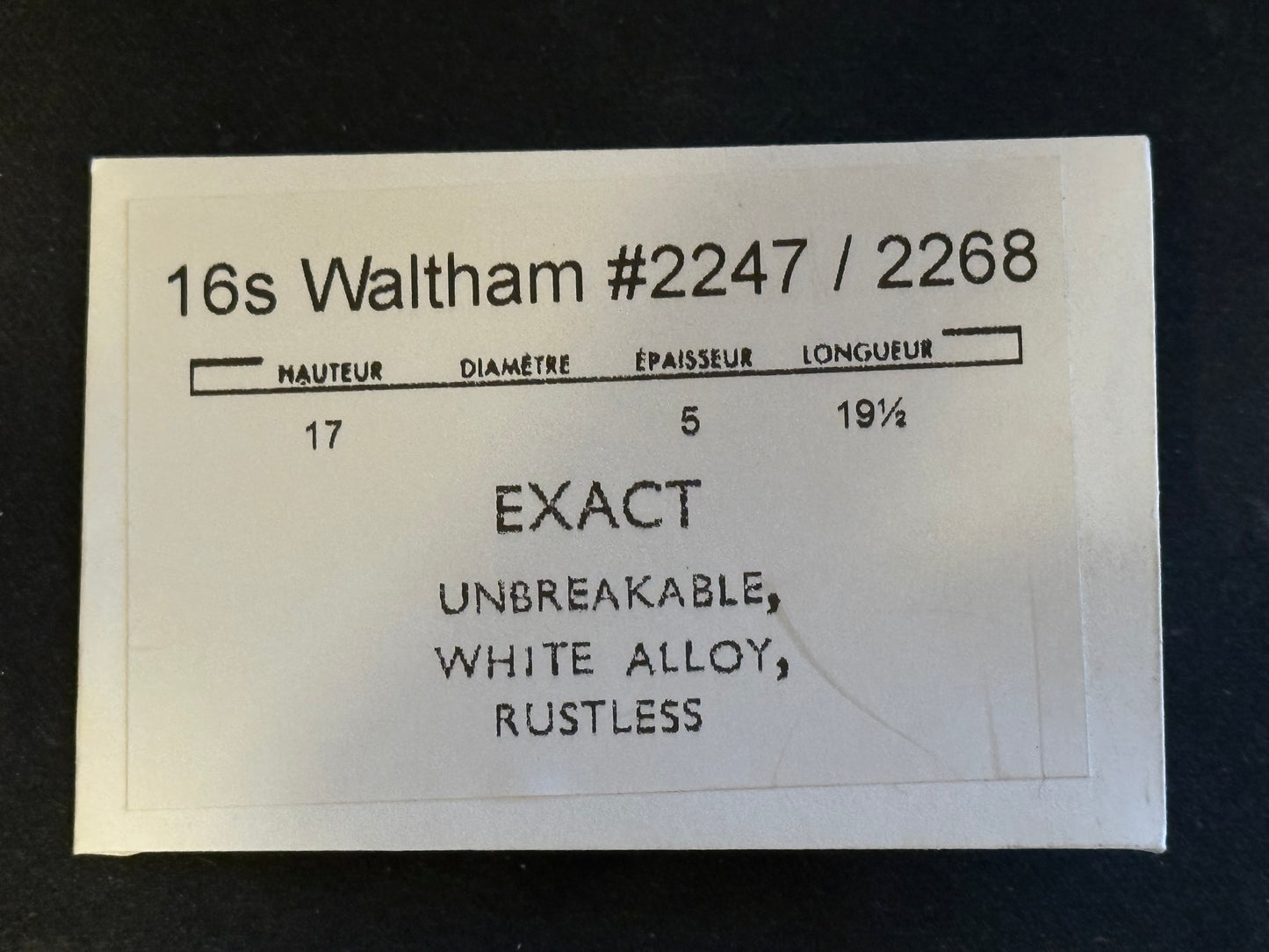 Waltham Mainspring for 16s Model 1945 No. 2247 / 2267 (EXACT) - Alloy