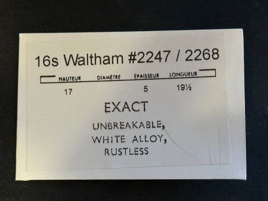 Waltham Mainspring for 16s Model 1945 No. 2247 / 2267 (EXACT) - Alloy