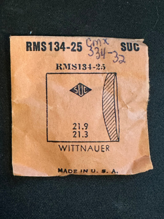 SUC Rocket Crystal RMS 134-25  for WITTNAUER 21.9 x 21.3mm - New