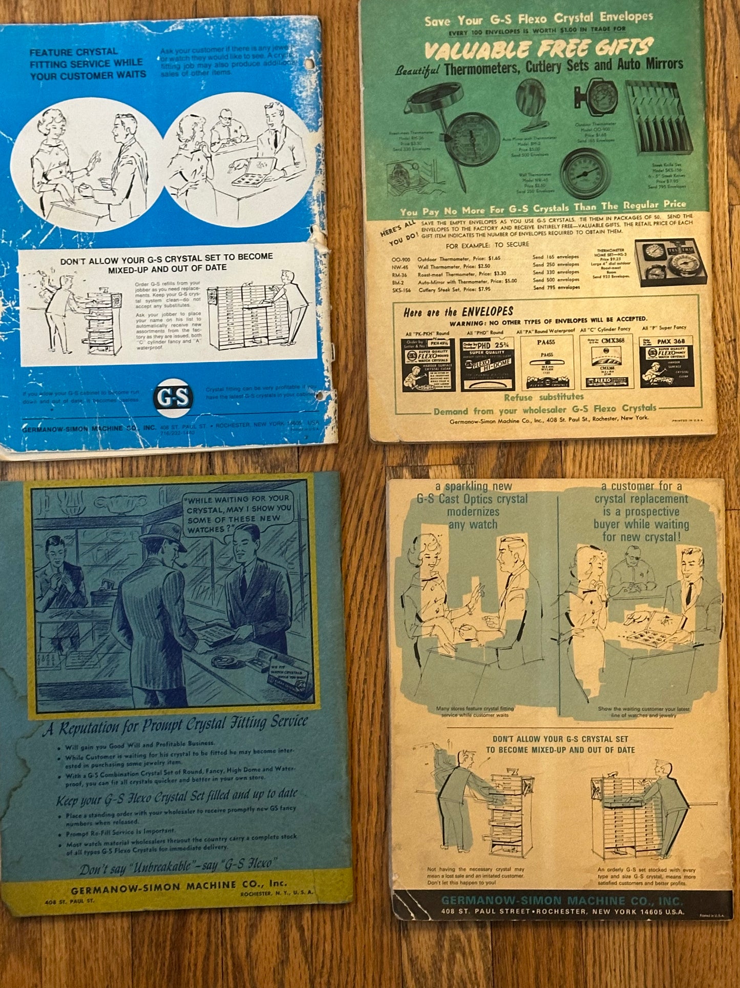 Lot of 4 GS Watch Crystal Catalogs from 1948 and beyond #'s 48, 60, 65 & 201