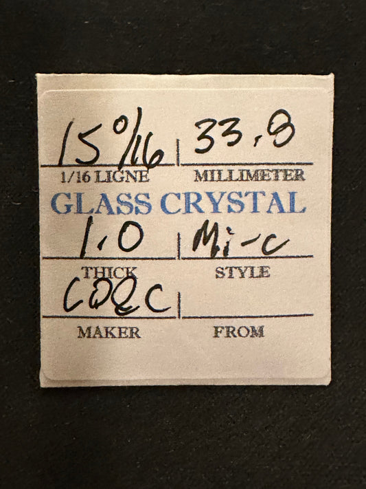 L. D. & C Vintage Glass Pocket Watch Crystal 15-0/16 (~33.8mm) - NOS