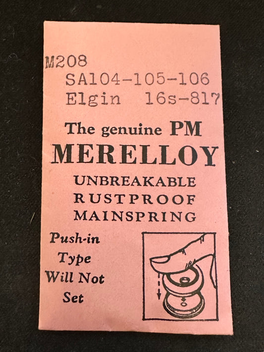 PM Merelloy Mainspring #208 for 16s Elgin 817 - Alloy