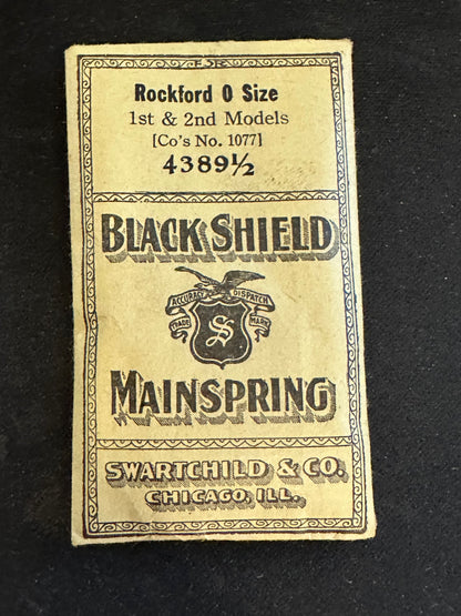 Swartchild Black Shield Mainspring for Rockford 0s No. 1077 - Steel