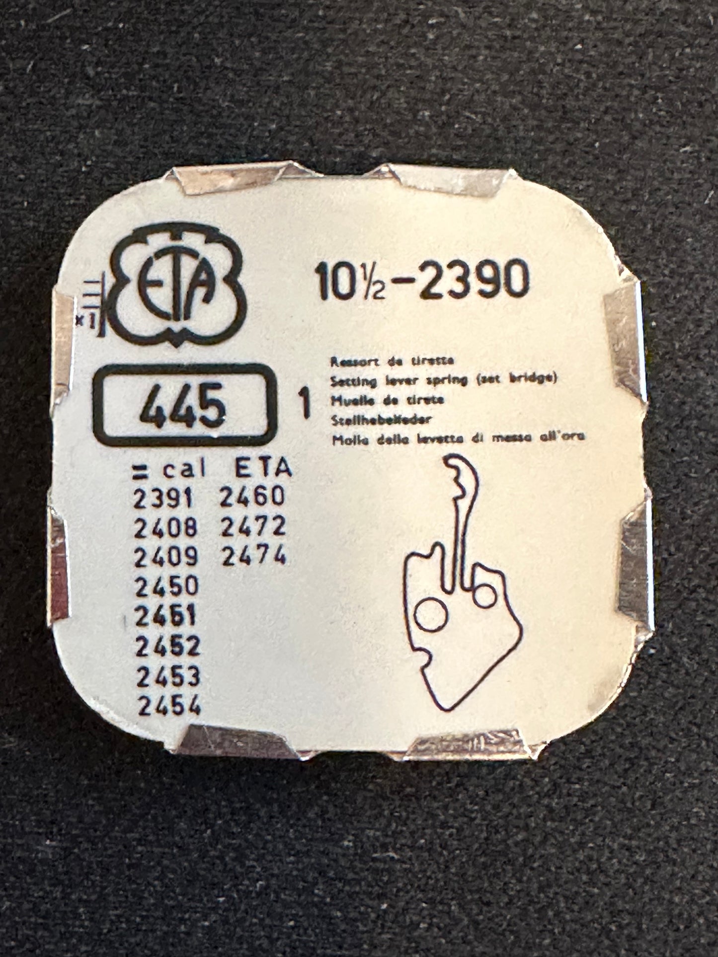Ebauches SA Set Bridge #445 for ETA caliber 2390, 10½ Ligne movements - new
