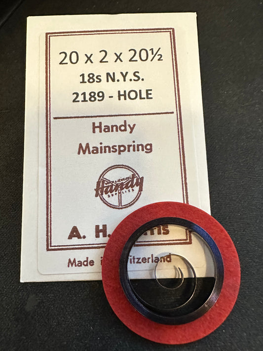 A.H. Harris Handy Mainspring for N.Y. Standard 18s No. 2189 - Steel