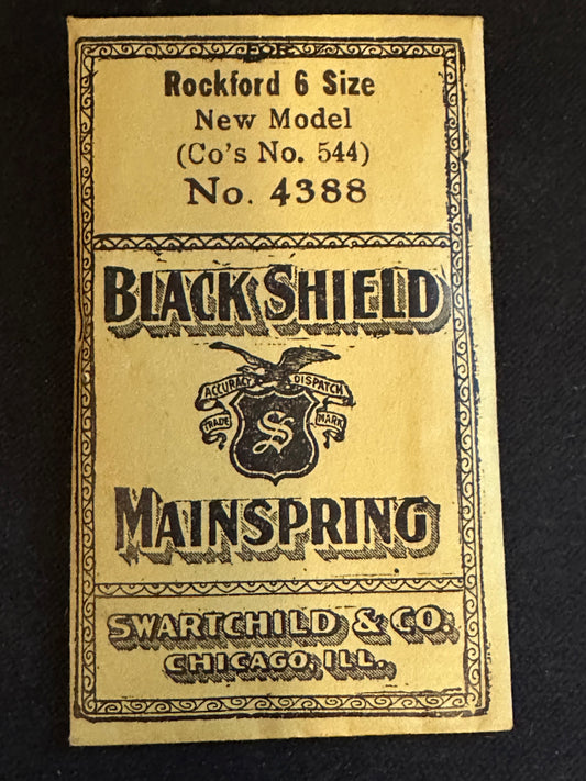 Swartchild Black Shield Mainspring #4388 for Rockford 6s No. 544 - Steel
