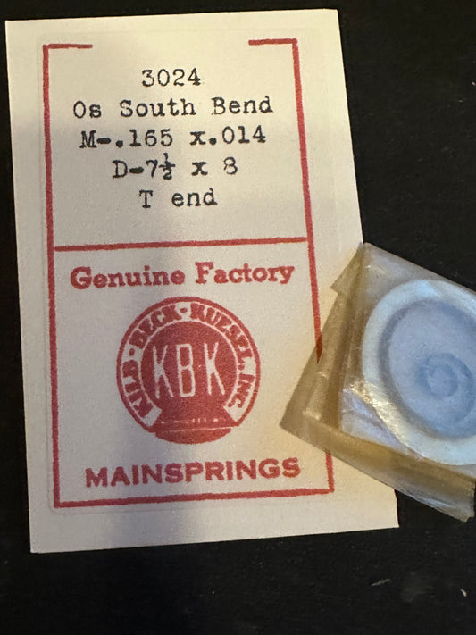 KBK Mainspring #3024 for South Bend 0s Factory No. 12528 - Steel