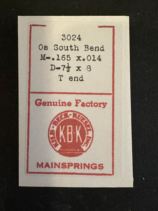 KBK Mainspring #3024 for South Bend 0s Factory No. 12528 - Steel