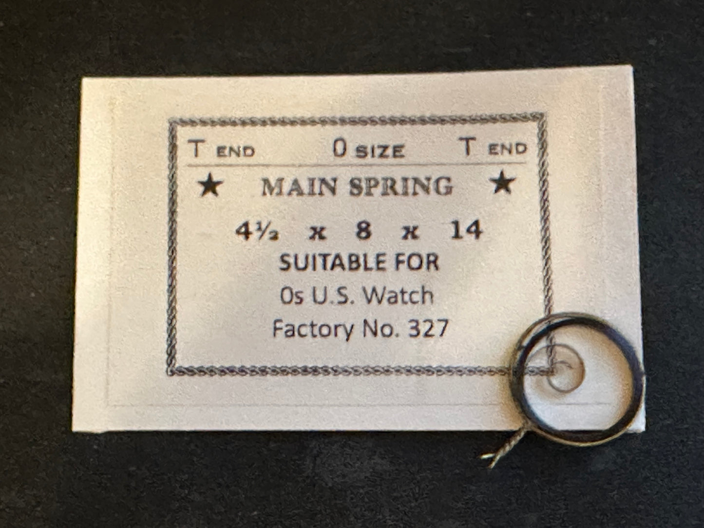 Star Mainspring for 0s U. S. Watch Co No. 327 - Steel