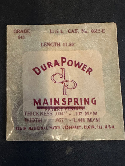 Elgin Mainspring No. 6612-(E/A) for 11½ ligne Grade 643 (AS 1361) - Alloy