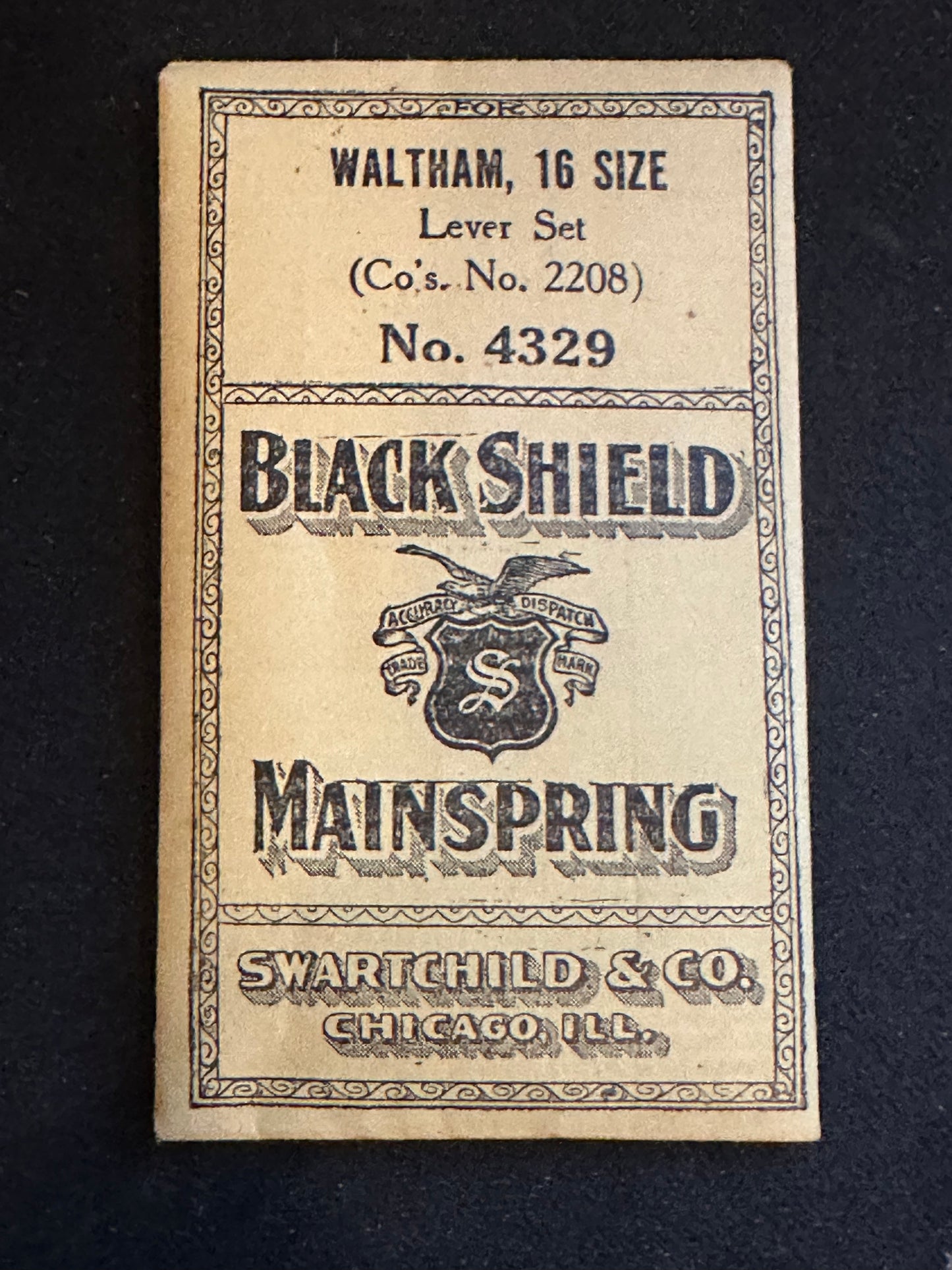 Swartchild Mainspring 4329 for 16s Waltham Model 1872 Factory No. 2208 - Steel