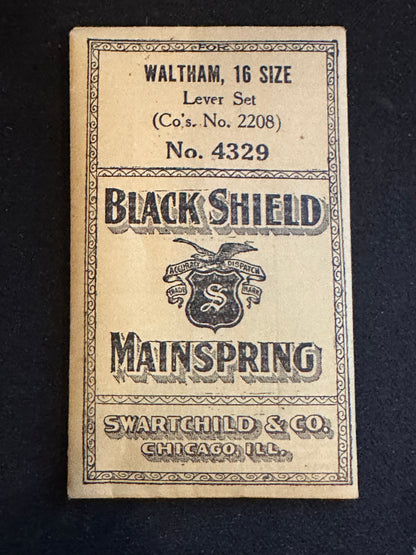 Swartchild Mainspring 4329 for 16s Waltham Model 1872 Factory No. 2208 - Steel