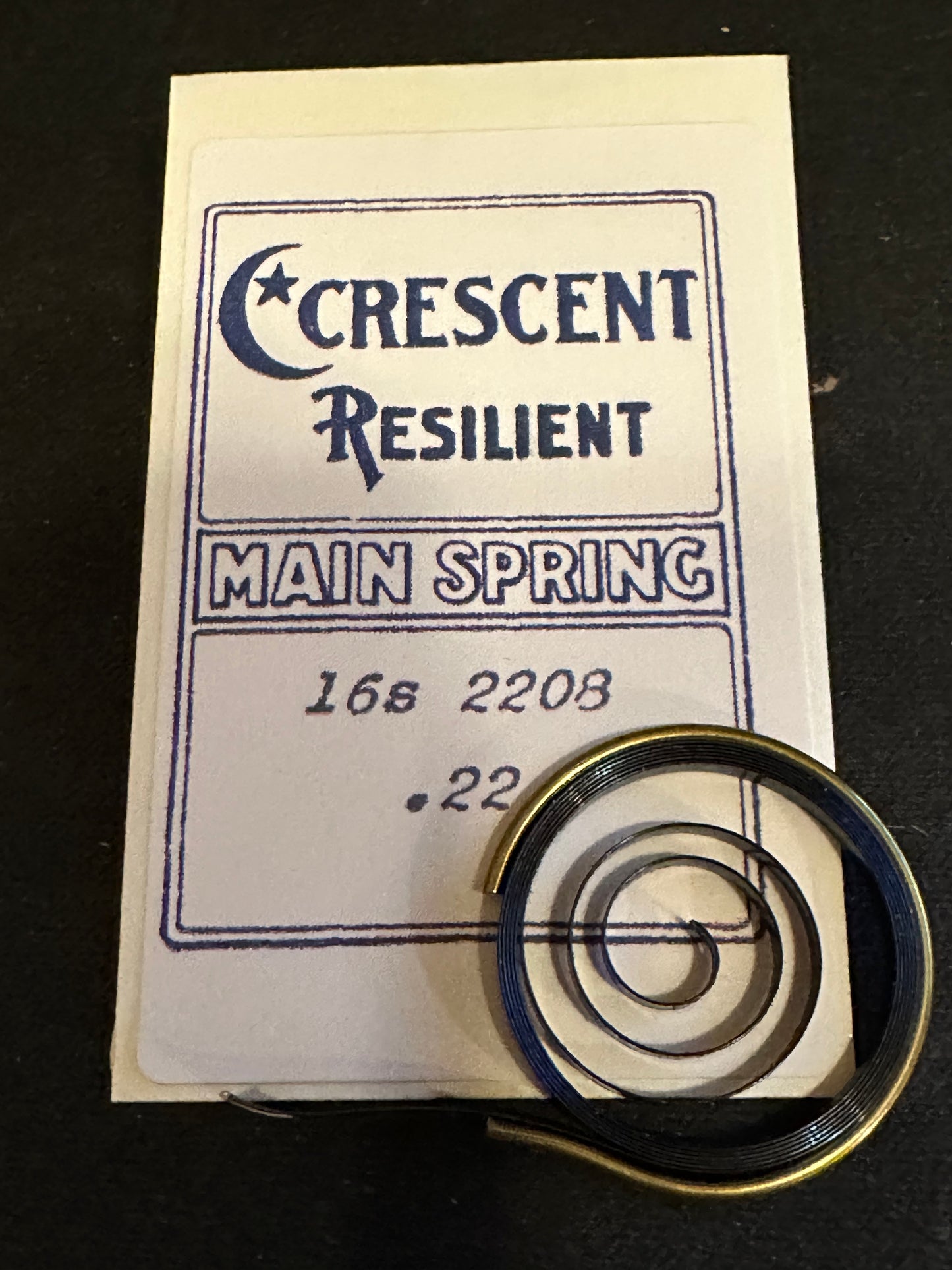 Crescent Resilient Mainspring for 16s Waltham Factory No. 2208 - Steel