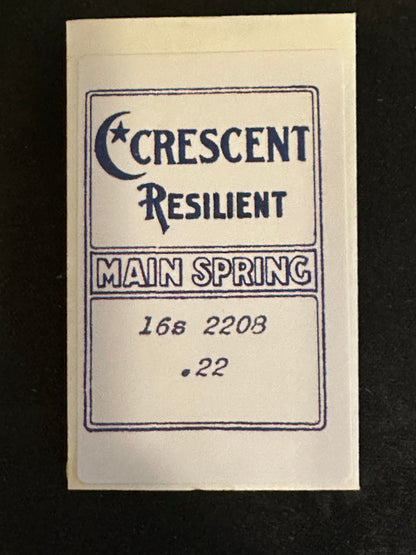 Crescent Resilient Mainspring for 16s Waltham Factory No. 2208 - Steel