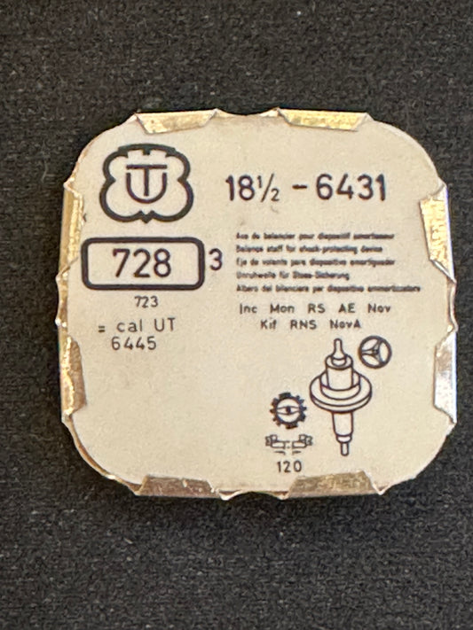 Ebauches SA Balance Staffs (3) for Unitas 18½ ligne caliber 6431, 6445 - new