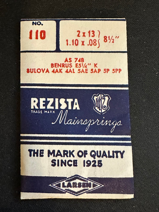 Rezista Mainspring No. 110 for AS 748, Bulova 4AK, 4AL, 5AE, 5AP, 5P, 5PP movements - Steel